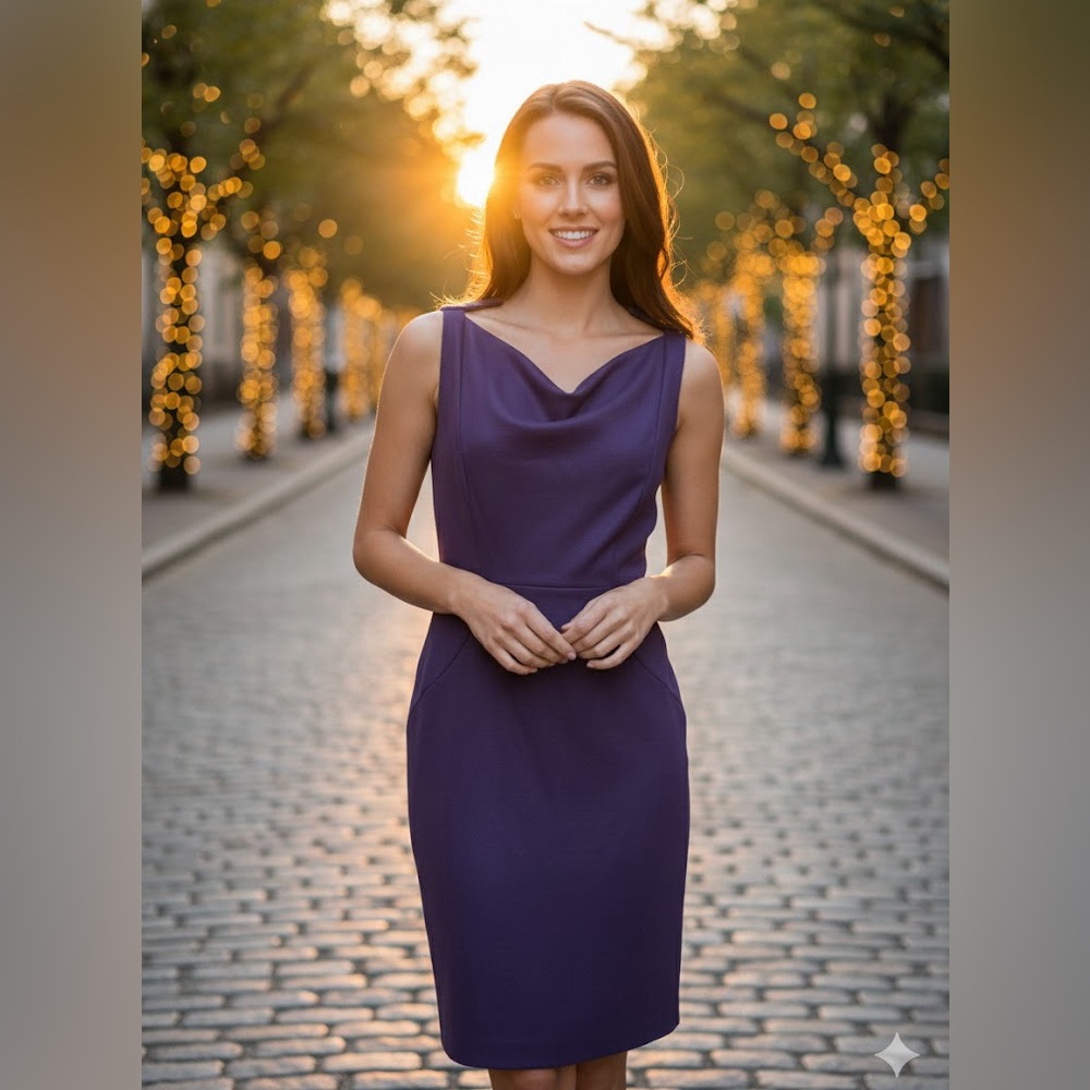 Elie Tahari | Trudy Purple Midi Dress in Sugar Plum